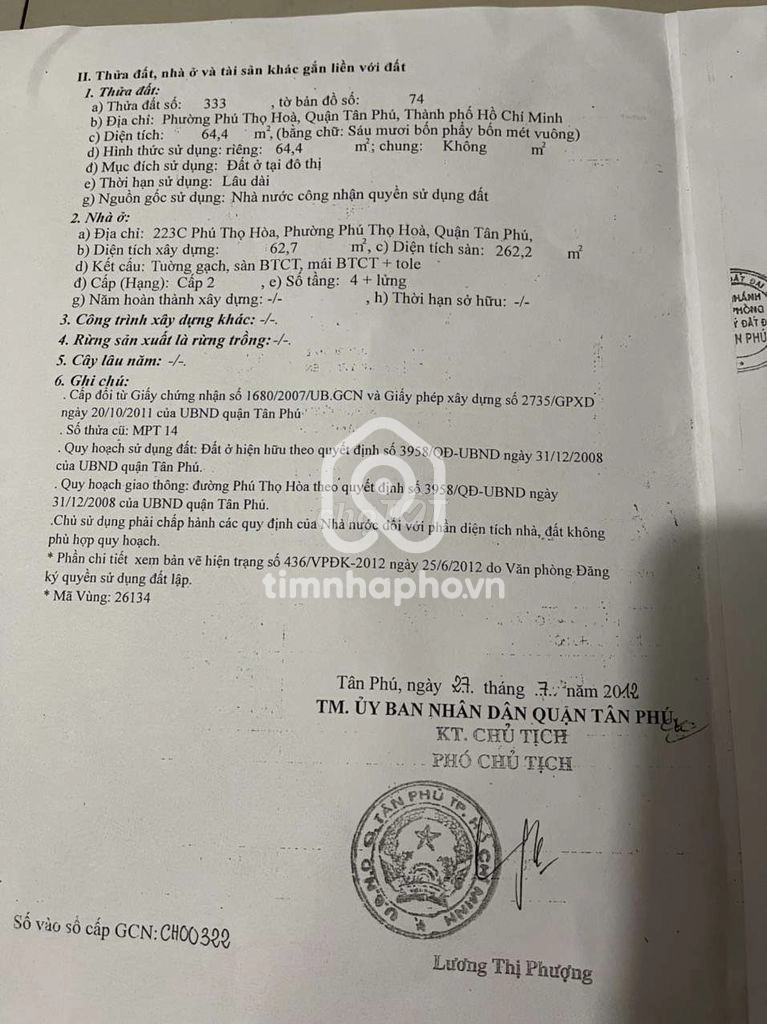 223C Đường Phú Thọ Hòa, Phường Phú Thọ Hòa, Tân Phú